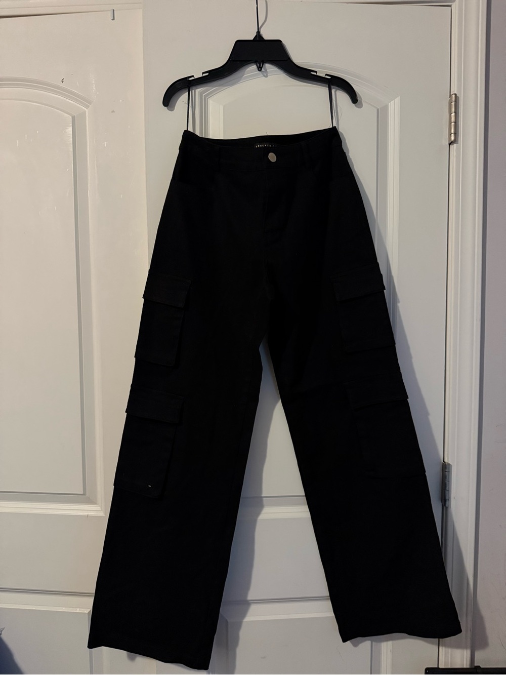 Men's Black Cargo Wide-Leg Utility Pants